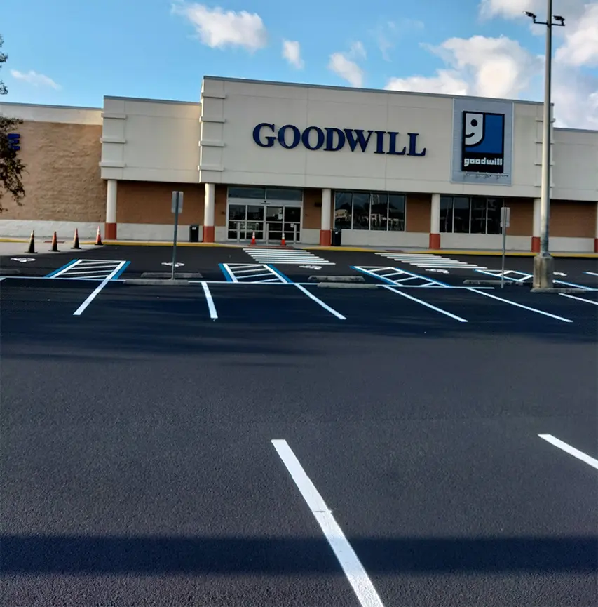 Well-maintained Goodwill parking lot